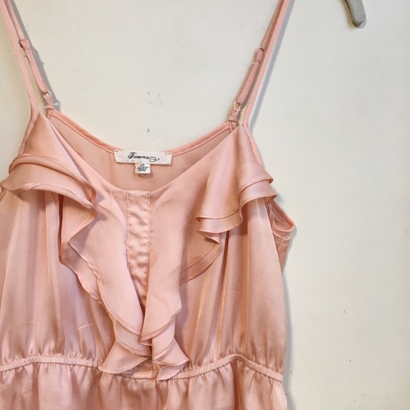 Forever 21 Peach Satin Ruffle Cami Tank Top Blouse - Picture 4 of 6